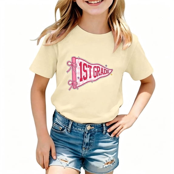 Kids School T Shirt Lightweight Short Sleeve Crewneck Graphic Top Daily Casual Wear for Boys Girls