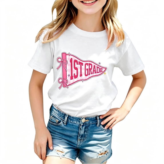 Kids School T Shirt Lightweight Short Sleeve Crewneck Graphic Top Daily Casual Wear for Boys Girls