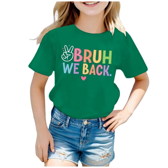 Kids School T-Shirt Short Sleeve Crewneck Tee Letters Printed Casual Loose Fit Summer Top