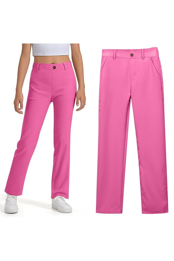 Kids School Uniform For Girls Skinny Pants Kids Dress Pants With Pockets Flare Leg Pants Purple Pants For Girls Uniform Back To School Outfits For Teen Girls Kids Cute Clothes For Girls 5-6 Years
