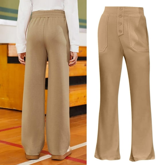 Kids School Uniform Pants For Girls Skinny Fit Stretch Pants With Pockets Flare Leg Pants Gray Pants Back To School Outfits For Teen Girls Kids Preppy Clothes 7-8 Years