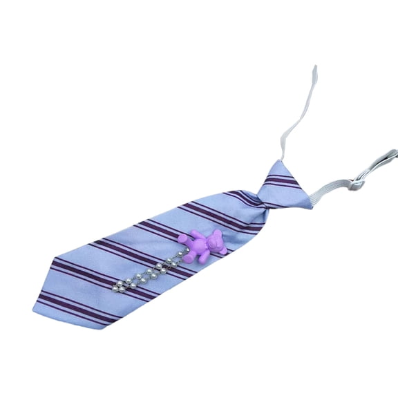 Kids' School Uniform Striped Tie Boys Girls Adjustable Pre Tied Necktie Neckwear with Sweet Bear and Pearls Accents