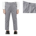 thumbnail image 1 of Kids School Uniforms for Boys Dress Pants Elastic High Waist Straight Pants with Pockets Grey Pants for Boys Back To School Size 6-7 Years Boys Clothes, 1 of 6