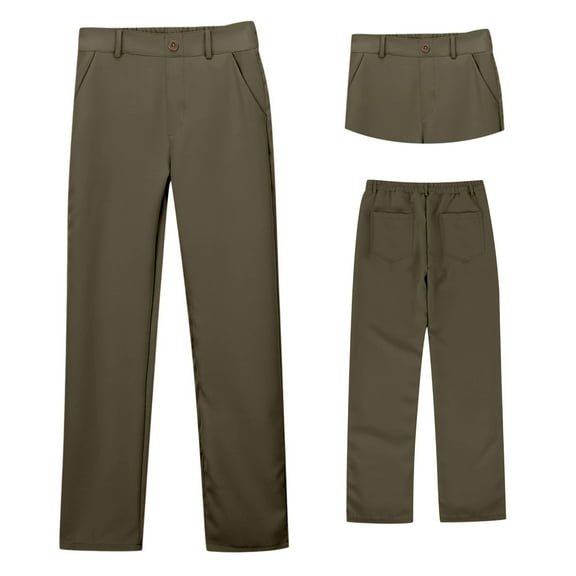 Kids School Uniforms For Boys Straight Pants With Pockets Pull On Chino Pants Stretch Pants Brown Dress Pants For Boys Back To School Clothes Kids Boys Pants Size 7-8 Years