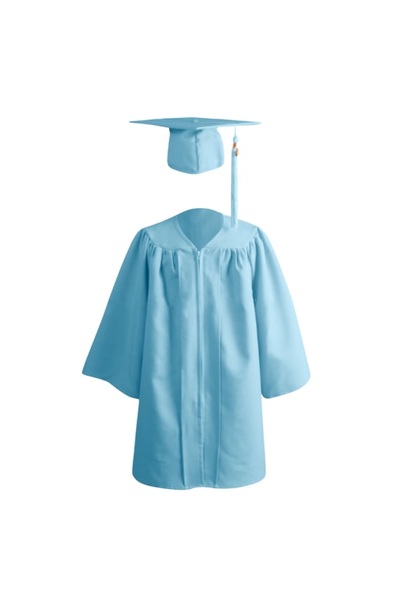 Kids School Uniforms Preschool and Kindergarten Graduation Tassel Cap Gown Matte Sets for Boys Girls (6-7 Years, Light Blue)