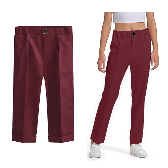 Kids School Uniforms for Boys Dress Pants High Stretchy Skinny Pants with Pockets Red School Pants for Boys Back To School School Uniform 5-6 Years
