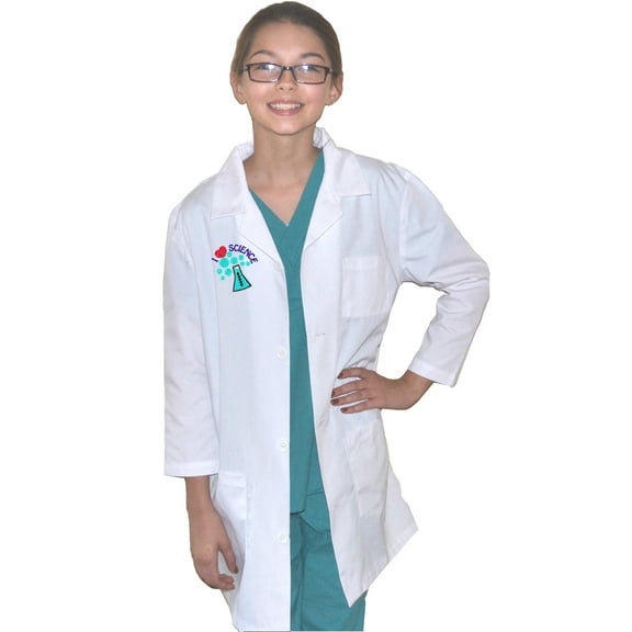 Kids Science Lab Coat with I Love Science Design, Size 8/10