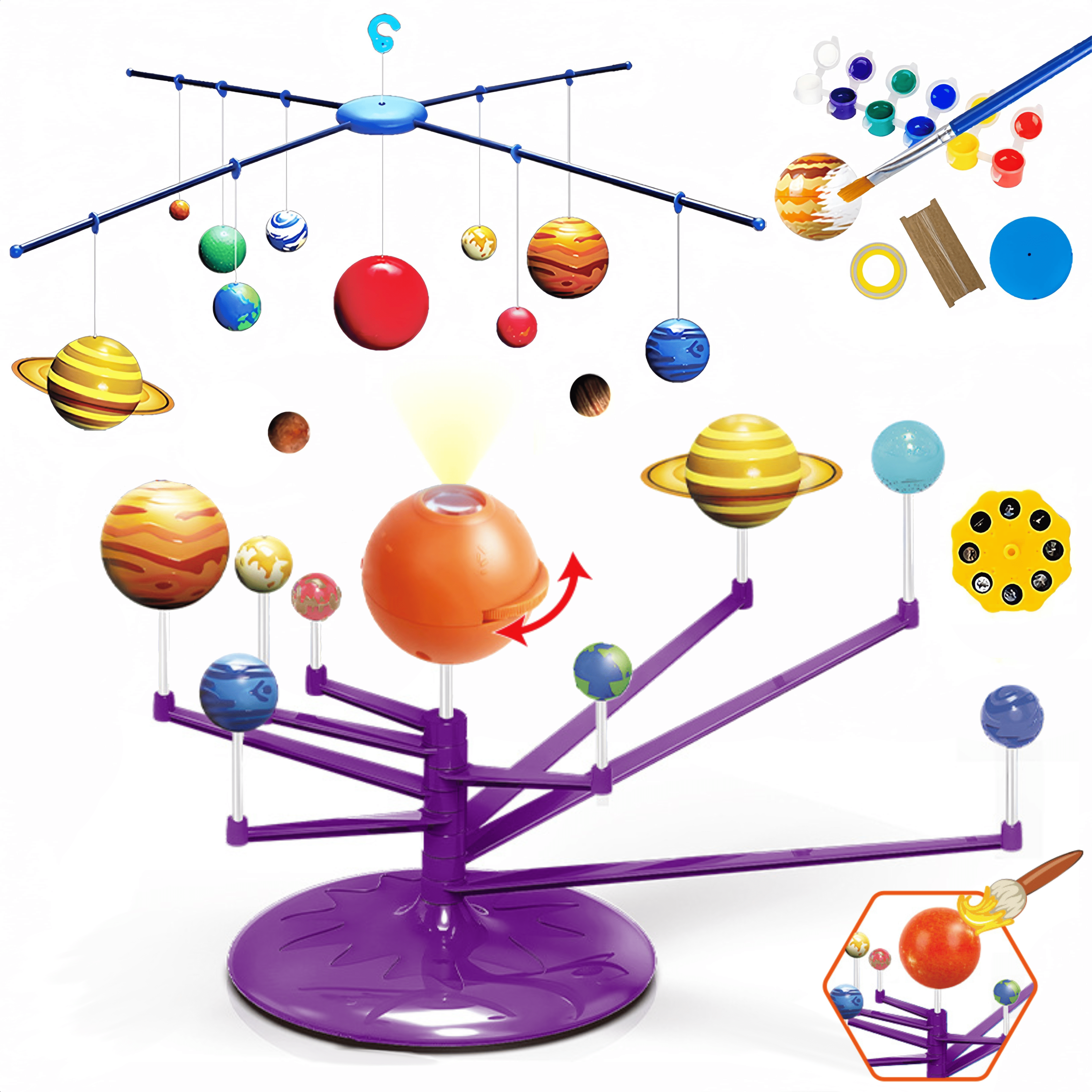 Solar System Kit,Solar System Projector and Hanging Model for Kids,Solar System Toys for Kids 5-8,Kids Science Kit Educational Toys,Best Space Gifts For Kids