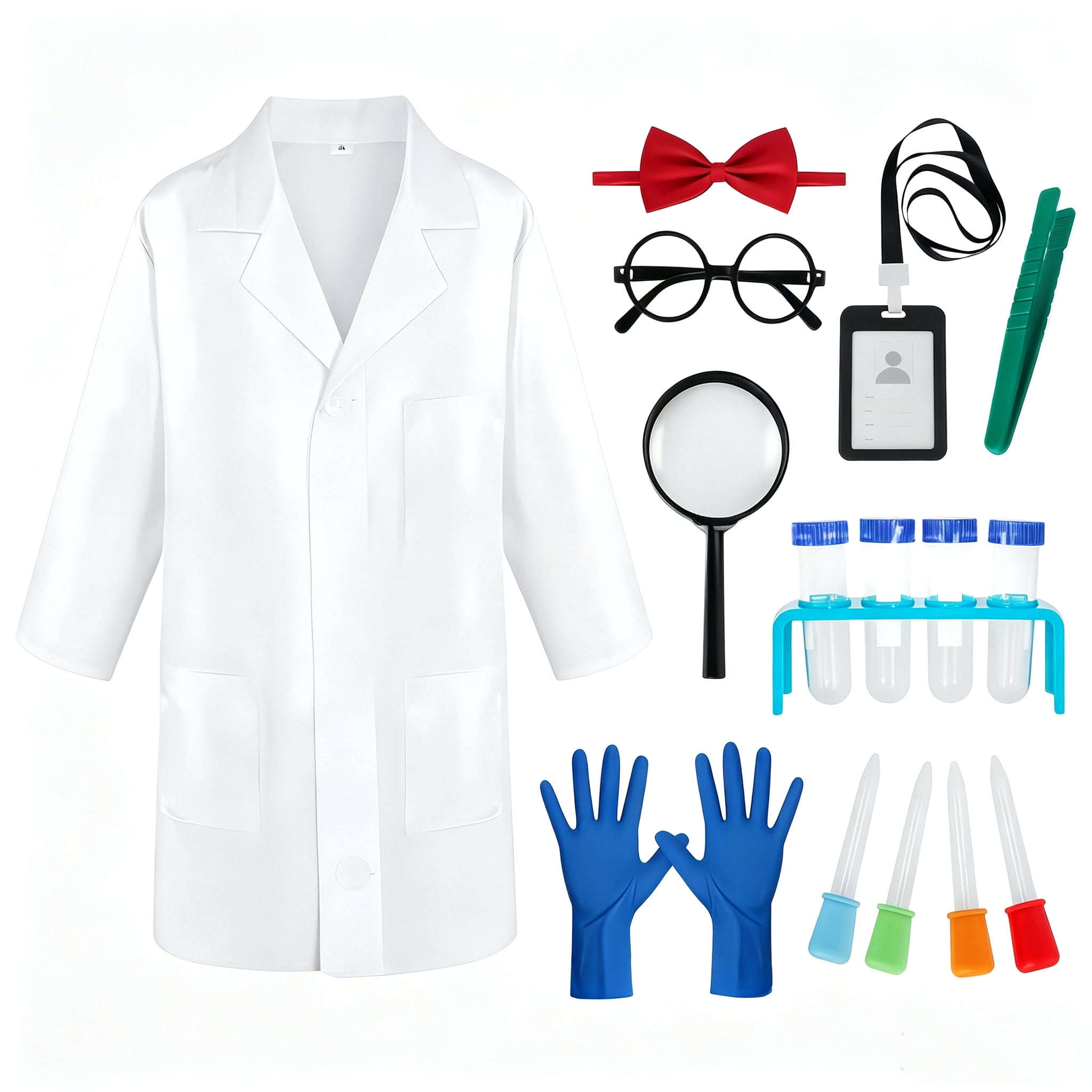 Lab Costumer Kids Scientist & Doctor 9‑Piece Costume Set, Unisex White Lab Coat ...