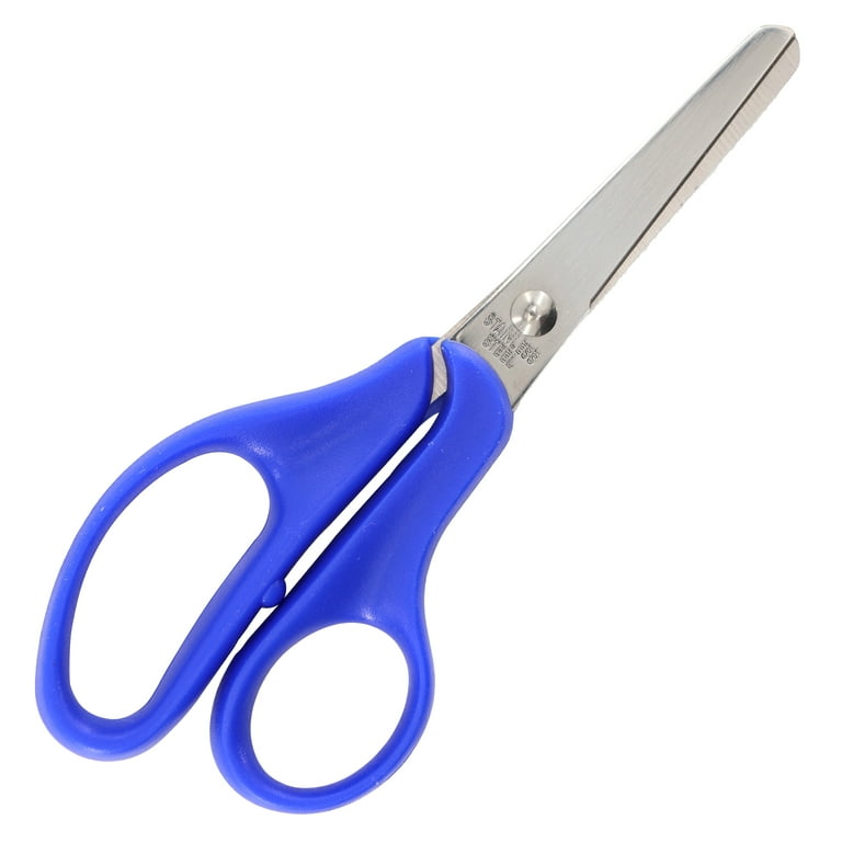 Kids Scissors Blue, Right and Left-Handed 5 Blunt Tip Sharp Stainless Steel Scissors, Childrens Safety Pair of Scissors Kindergarten Preschool and