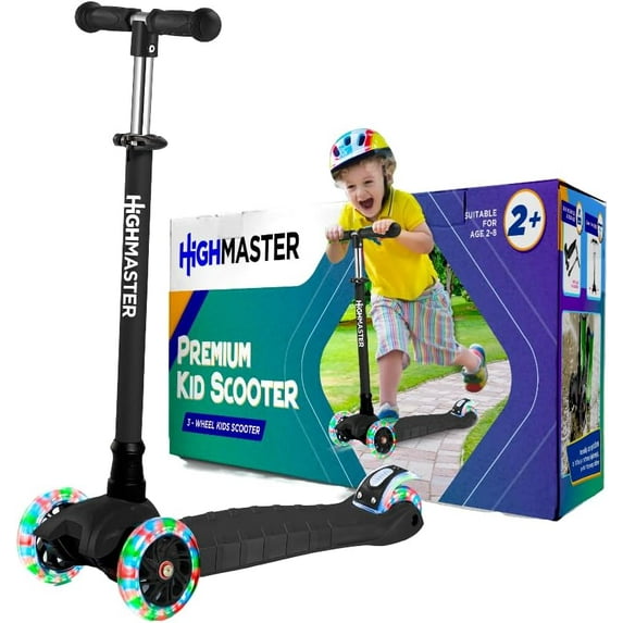 Kids Scooter – 3 Wheel Kick Scooter for Children and Toddlers – Adjustable Handlebar with LED Wheel Lights – Indoor and Outdoor Fun