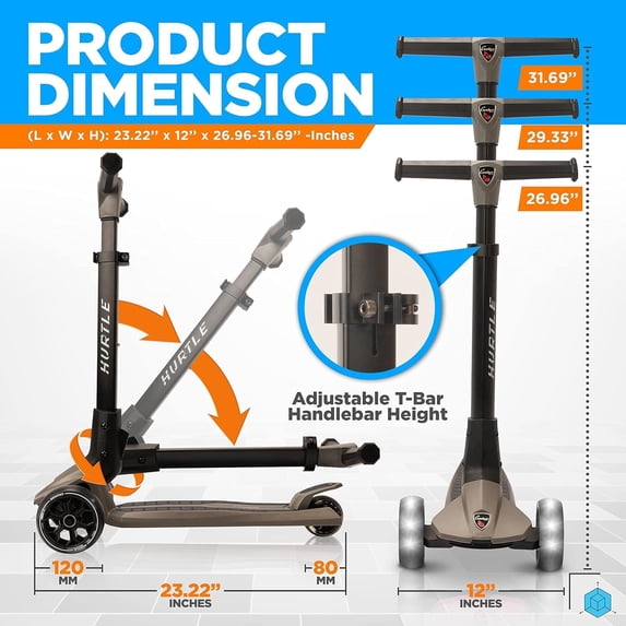 Kids Scooter - Foldable Kick Scooter with LED Wheel Lights for Toddlers