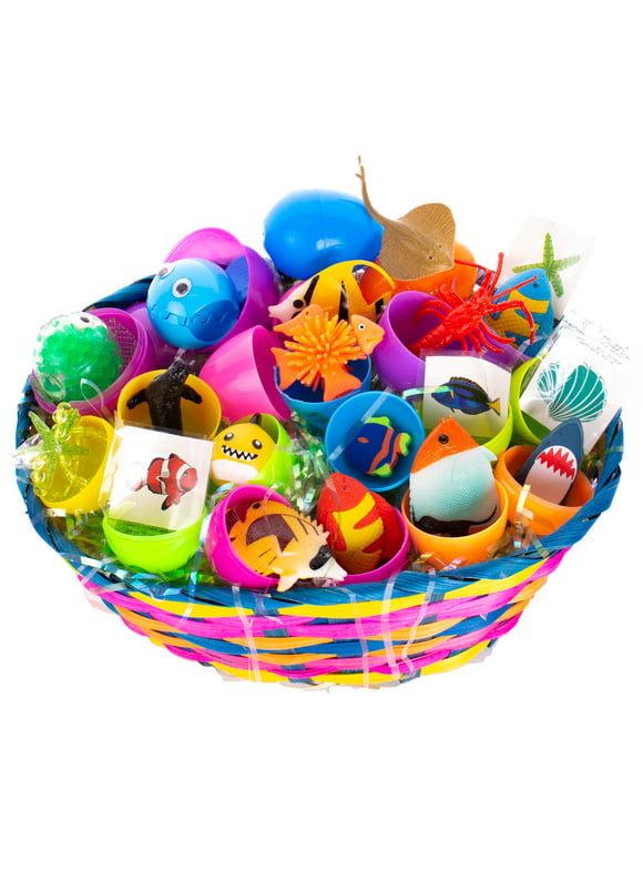 Kids Sea Life Ocean Animal Egg Hunt 2.5" Filled Easter Eggs, Assorted, 100 Pack