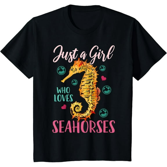 Kids Seahorse Just a Girl Who Loves Seahorses T-Shirt
