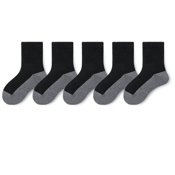 Kids Seamless Socks Boys Girls Cotton Athletic Socks School Ankle Socks 5 Pack Black 12-15Years