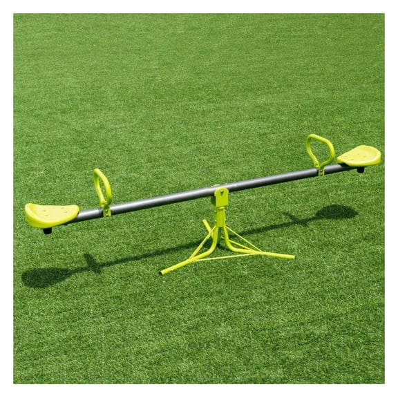 Kids Seesaw for 2 Children, Swivel Teeter Totter - 360 Rotating Outdoor Play Set, Durable Iron Pipe & Plastic Construction, 154lbs Weight Capacity, Ages 3-7
