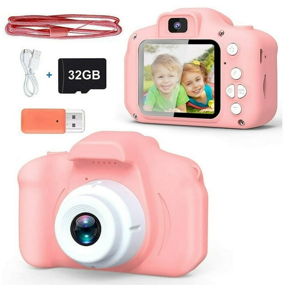 Kids Selfie Camera for Kids 1080HD 20MP Digital Camera for Boys Toddler Girl Toys, Christmas Birthday Gift for Age 3 4 5 6 7 8 9 10 Year Old with 32GB SD Card, Pink