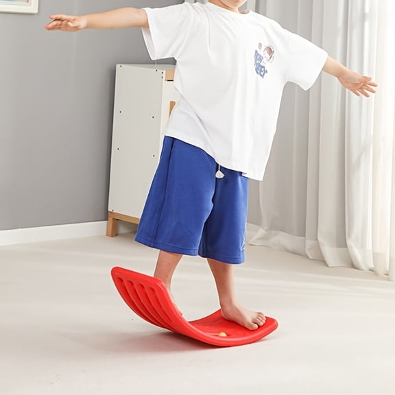 Kids Sensory Balance Board, Lightweight Banana Shape Wobble Board for 3-5 Years Old, Indoor & Outdoor Balance Training Toy, Supports Up to 55.12 lbs, Red, Ideal for Christmas Halloween Birthday Gifts