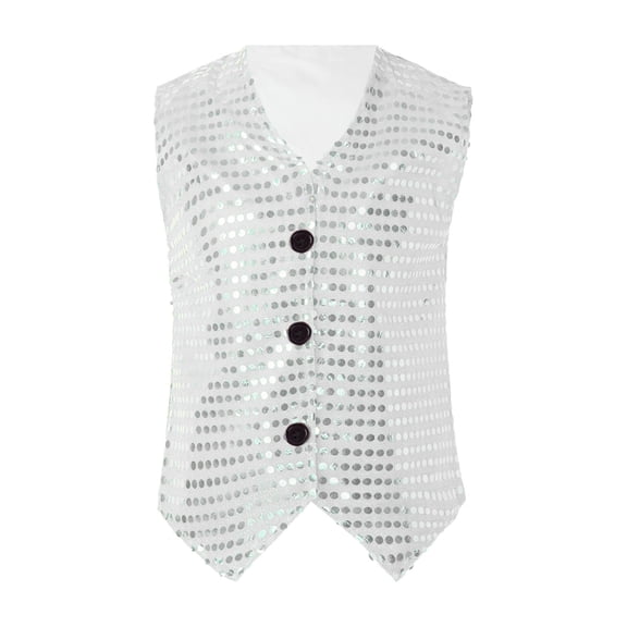 Kids Sequin Party Vest Carnival Performance Style – Decor Stage Show Top, Celebration Wear Clothes For Boys Girls Unisex Festival Costume Fun