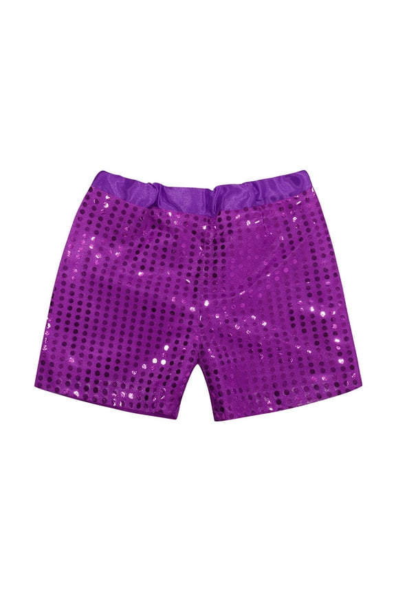 Kids Sequin Shorts Boys Girls Sparkly Elastic Waist Short Pants for Party