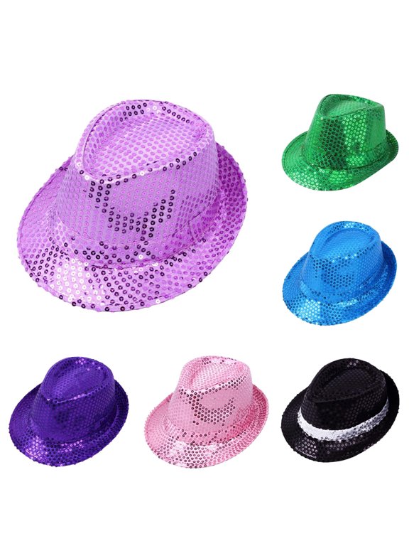 Kids Sequin Top Hat Sparkly Party Hat for Dance Performance and Stage Shows
