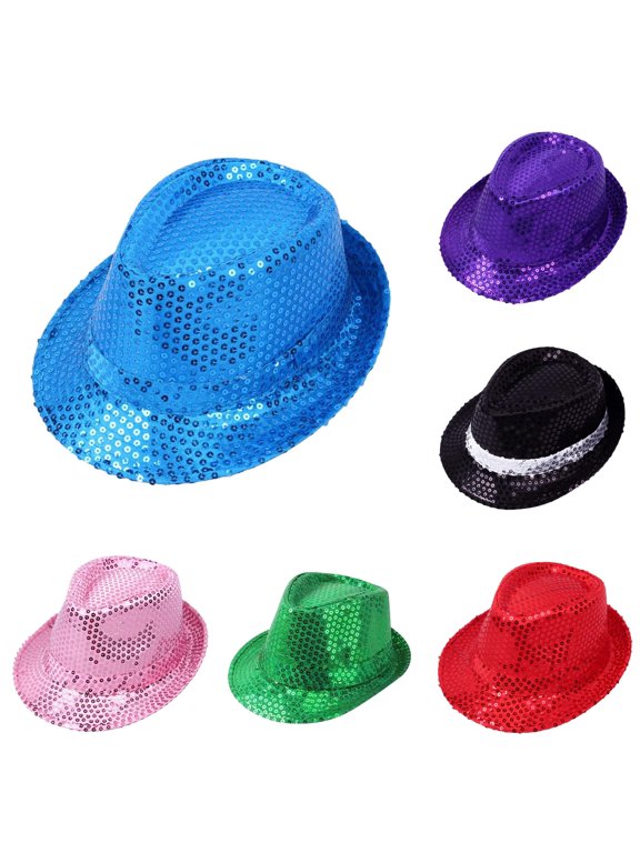 Kids Sequin Top Hat Sparkly Party Hat for Dance Performance and Stage Shows