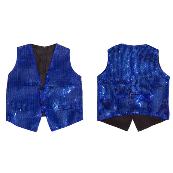 Kids Sequin Vest Kids Sleeveless Blue Vest Sparkly Vest Hop Jazz Dance Party Stage Performance Vest Waistcoat 3-4 Years