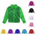thumbnail image 1 of Kids Sequined Dance Performance Shirt - Sparkly Long Sleeve Button Down Top for Jazz Dance Choir Stage, 1 of 7
