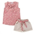 thumbnail image 1 of Kids Sets Baby Girls Summer Suits, Country Style Cotton Floral Patterns Short + Pant Girls Clothing, 1 of 5