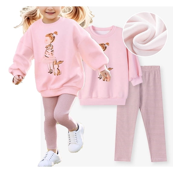 Kids Sets Clothes Girls Comfort Bow Pants Short Sleeve Pink Outfits Set Size 4-5years