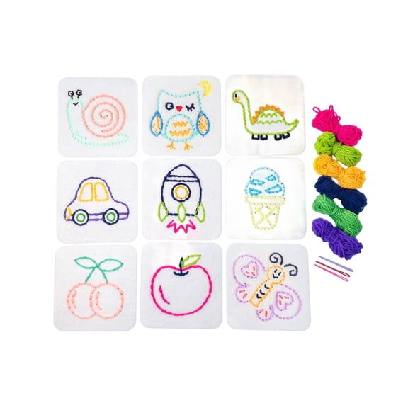 Kids Sewing Board Lacing Threading Embroidery Kit with Pattern Cards, DIY Stitching Toy for Preschool Kindergarten Educational Craft