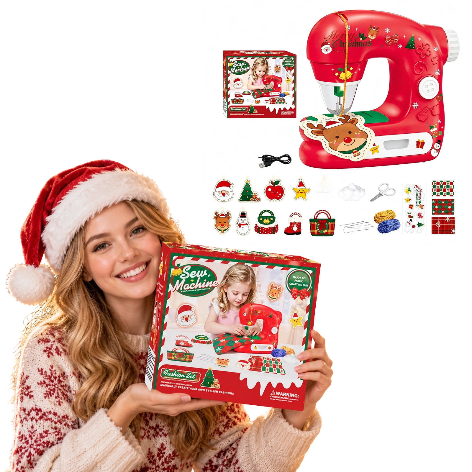 Simple Machine Fun Crafts Kids Sewing Machine Toy, Portable Electric Craft Set for Supervised ...