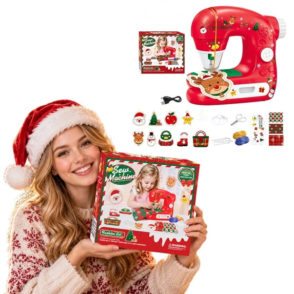 Kids Sewing Machine Toy, Portable Electric Craft Set for Supervised ...