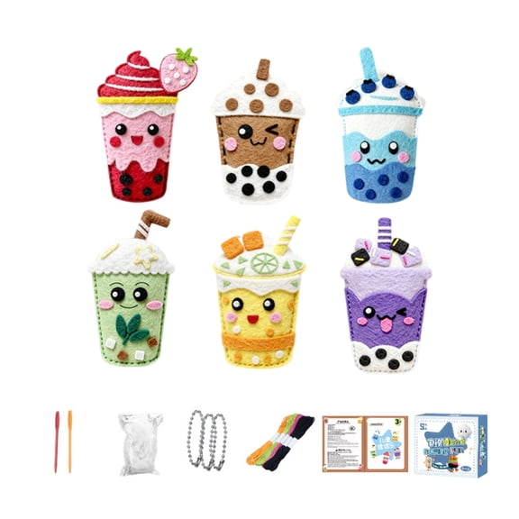 Kids Sewing Toy Set Featuring Round Tip Safety Needle Animal Designs Fabric Travel Box Packaging
