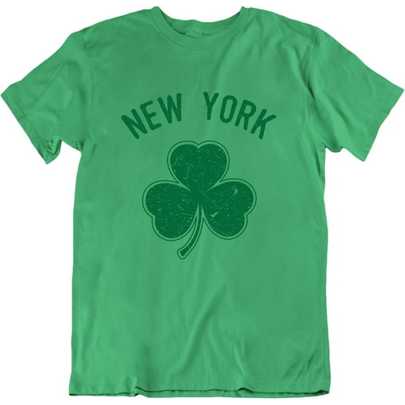 Kids Shamrock New York City Irish Tee Heather Green, Green Print, Youth S