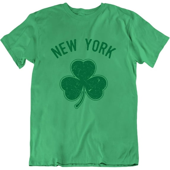 Kids Shamrock New York City Irish Tee Heather Green, Green Print, Youth XS