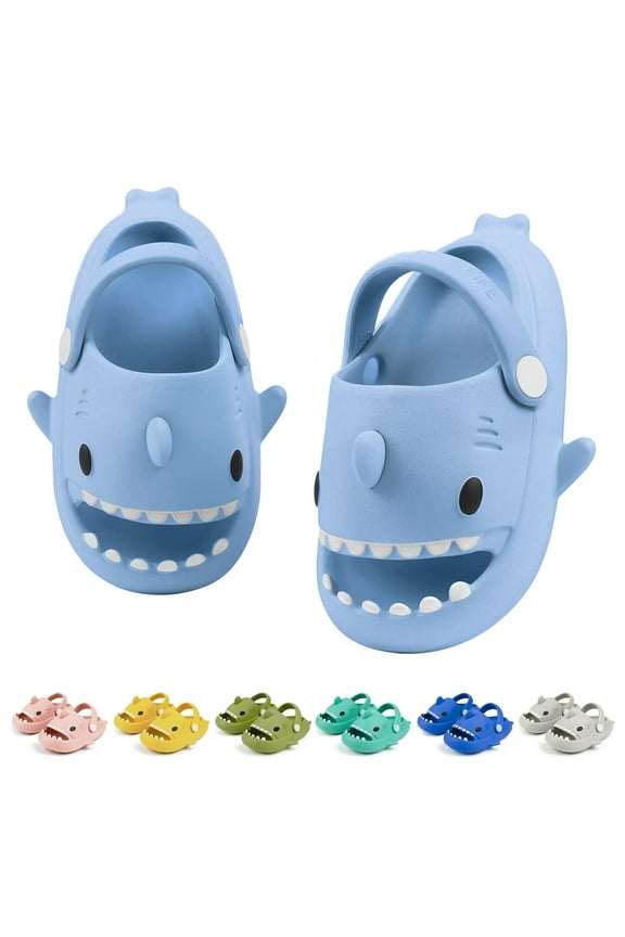 Kids Shark Cloud Slides Toddler Boys Girls Shower Slippers Boys Girls Cute Cartoon Fish Flip Flops Beach Pool Home Sandals Quick Dry Non-Slip