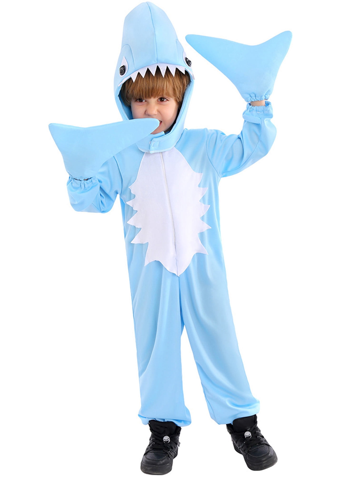 Kids Shark Costume Deluxe Long Sleeve Zip Up with Hood Gloves Cute — free download