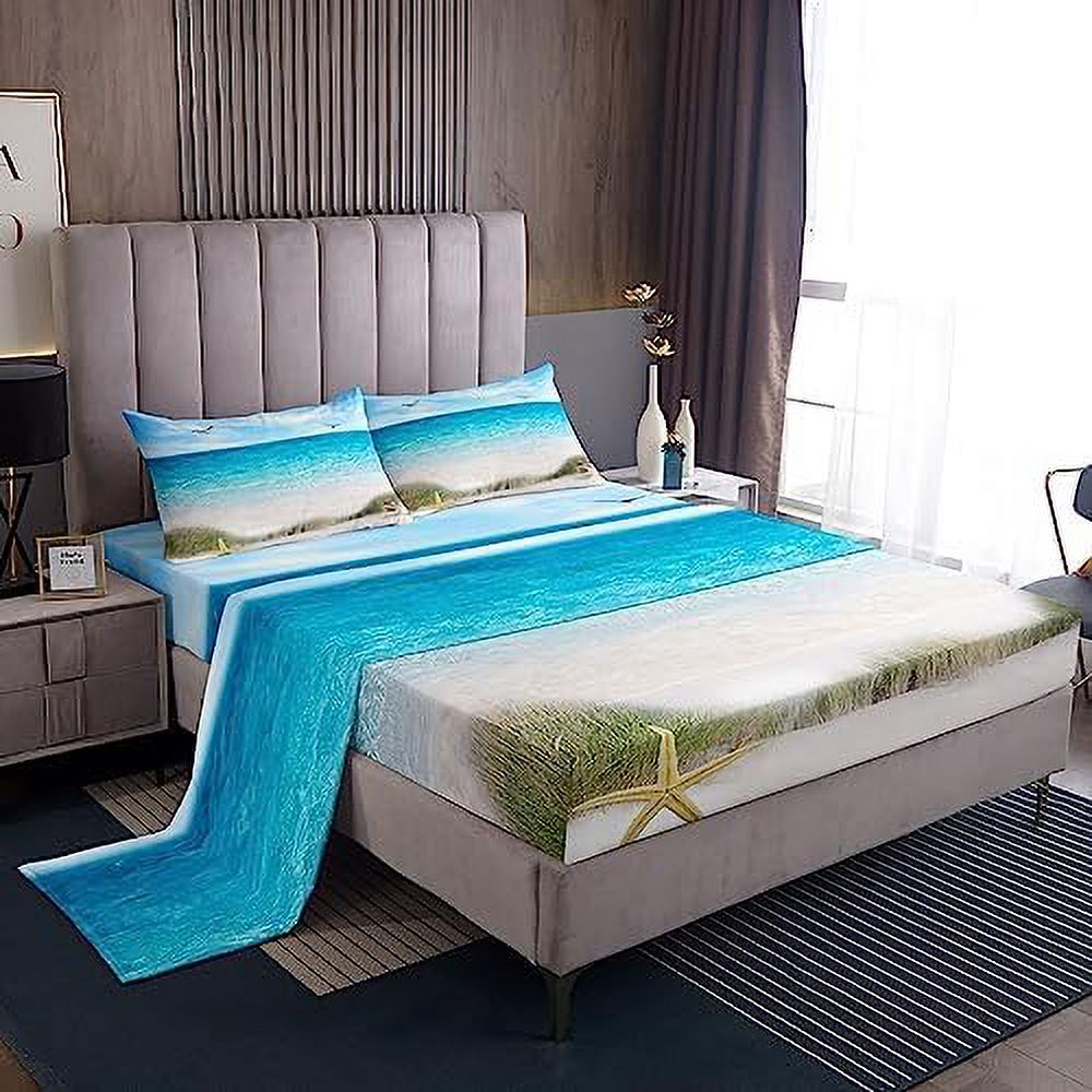 Kids Sheet King Size Ocean Coral Weed Marine Life Bedding Set Girls