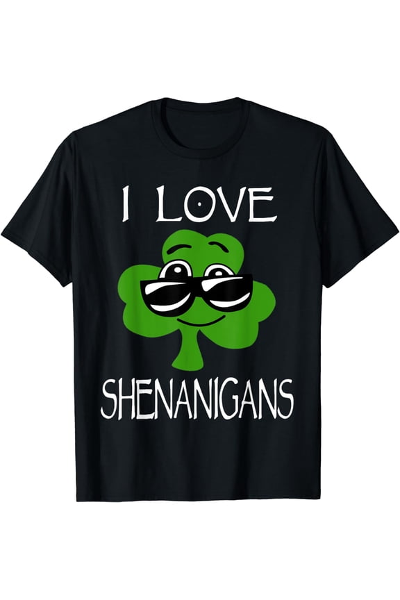 Kids Shenanigans St Patricks Day Boys Girls Shamrock T-Shirt