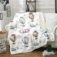thumbnail image 1 of Kids Sherpa Blanket Aircraft Hot Air Balloon Fleece Throw Blanket Cartoon Airplane Plush Fuzzy Blanket for Sofa Bed Couch 40" x 50", 1 of 1
