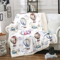 thumbnail image 1 of Kids Sherpa Blanket Aircraft Hot Air Balloon Fleece Throw Blanket Cartoon Airplane Plush Fuzzy Blanket for Sofa Bed Couch 50" x 60", 1 of 4