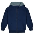 thumbnail image 1 of Kids Sherpa Lined Fleece Full Zip Up Hooded Sweatshirt Jacket, Navy, S, 1 of 6