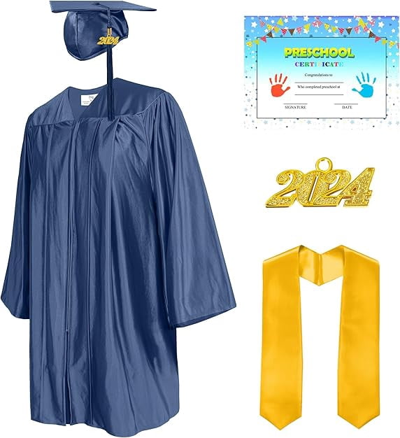 2025 Graduation Set 2025 Kids Graduation Cap & Gown Set - Shiny Preschool  Kindergarten Graduation Outfit With Tassel Preschool Graduation