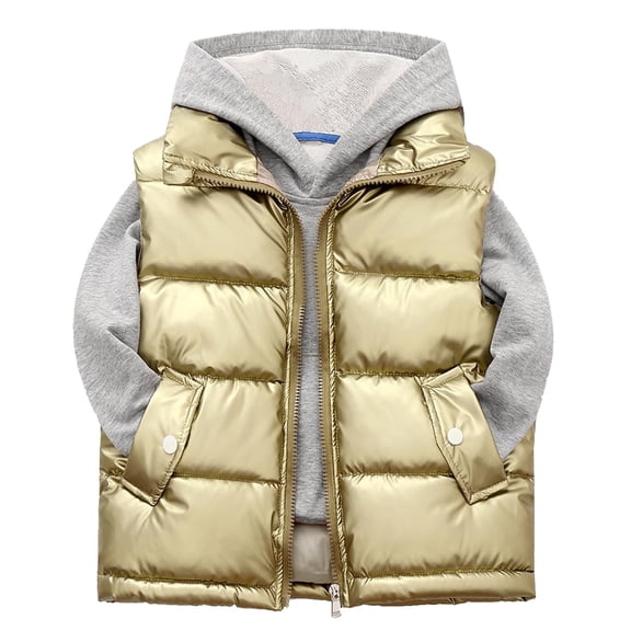Kids Shiny Puffer Vest Boys Girls Lightweight Sleeveless Zip up Waistcoat Teens Unisex Quilted Padded Jacket Fall Winter Soft Warm Casual Puffy Outerwear