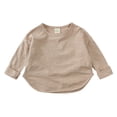 thumbnail image 1 of Kids Girls T Shirt Solid color Long Sleeve Khaki Shirt Crewneck Cotton Casual Kids Sweatshirt Girls Shirts Size 3-4 Years Cute&nbsp;Boy Girl&nbsp;Clothing, 1 of 4