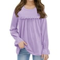 thumbnail image 1 of Kids Shirt For Boys Solid color Long Sleeve T Shirts Crewneck Cotton Casual Kids Sweatshirt Boys Size Purple Shirts 4-5 Years Cute&nbsp;Boy Girl&nbsp;Clothing, 1 of 4