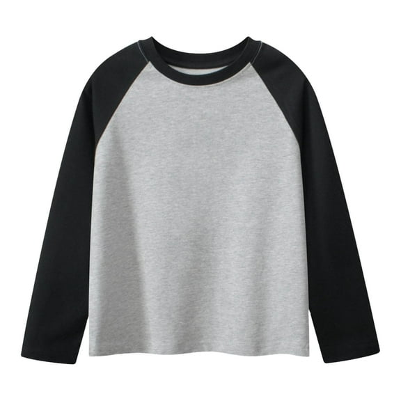 Kids T Shirts For Solid color Black Long Sleeve Shirt Crewneck Cotton Kids Sweatshirt 8-10 Years Boy Clothes Cute Boy Girl Clothing