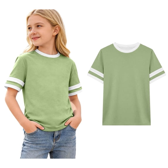 Kids Shirt Crew Neck Short Sleeve T-Shirts Oversized Cute Tops for Girls 3-4 Years