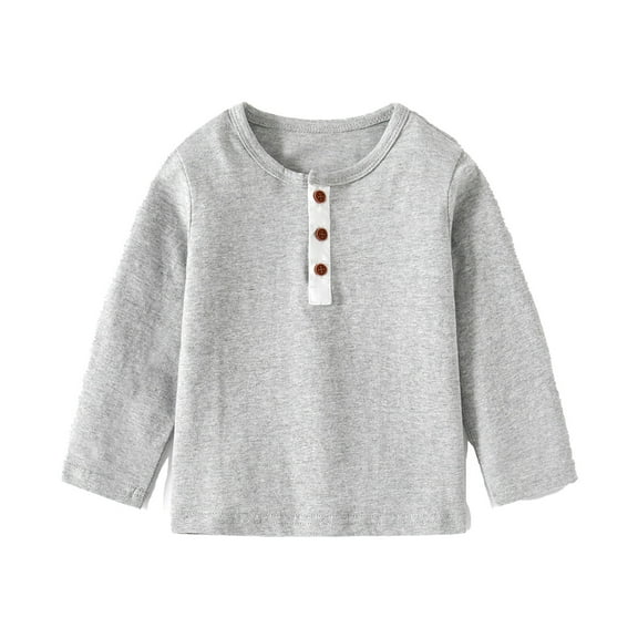 Kids Shirt For Boys Solid color Grey Long Sleeve Top Crewneck Cotton T Shirt Kids Shirts Girls 3-4 Years Cute Boy Girl Clothing